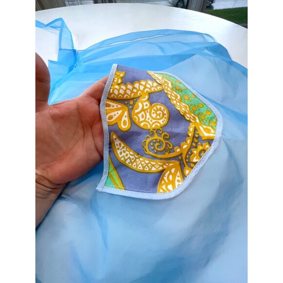 Vintage 60s half apron, Mid century housewife blue chiffon apron, cottage core, - Picture 4 of 6